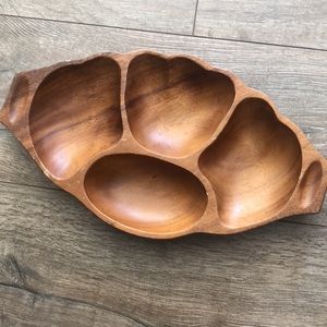 Rare Vintage Leilani Monkey-Pod Wood Large Tray Organizer